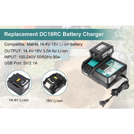 Bsioff DC18RF 3.5A Chargeur De Batterie De Remplacement Pour Makita BL1840 BL1820 BL1830 BL1430 BL1440 BL1450 Batterie De Remplacement Pour Chargeur Avec ¨cran LED 7 Bsioff DC18RF 3.5A Chargeur De Batterie De Remplacement Pour Makita BL1840 BL1820 BL1830 BL1430 BL1440 BL1450 Batterie De Remplacement Pour Chargeur Avec ¨cran LED – Image 5