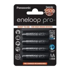 Piles LR6 AA - Eneloop Pro BK-3HCDE PANASONIC - Blister X 4 Rechargeables - NiMh - 1.2V - 2500mAh