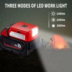 Adaptateur De Batterie Pour Batterie Milwaukee 18 V, Port CC Et Projecteur De Travail LED Et Chargeur Double USB, Bloc D'alimentation Compatible Avec Milwaukee 49-24-2371 M18 Oi-FRIS -Varta || Makita || OSRAM Soldes 66811958 4