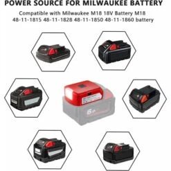 Adaptateur De Batterie Pour Batterie Milwaukee 18 V, Port CC Et Projecteur De Travail LED Et Chargeur Double USB, Bloc D'alimentation Compatible Avec Milwaukee 49-24-2371 M18 Oi-FRIS -Varta || Makita || OSRAM Soldes 66811958 5