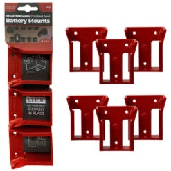 StealthMounts BM-MW18-RED-6 - Support Batterie (6pcs) Pour Milwaukee M18 - Rouge