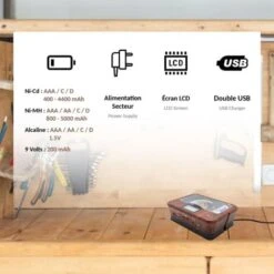 FISHTEC® Chargeur Universel De Piles AA-LR6, AAA-LR3, C-LR14, D-LR20, 9V, NiCd NiMh + Alcalines + 2 Ports USB 1 Et 2,0A -Varta || Makita || OSRAM Soldes 81923090 3