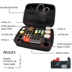BoÎte De Rangement De Batterie Et Piles - Organisateur De Stockage Capacité 48 Piles - Testeur De Piles Inclus - Valise Coque Rigide -Varta || Makita || OSRAM Soldes 81923111 3