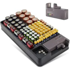 Boîte à Piles - Capacité Rangement 98 Piles - Testeur Intégré