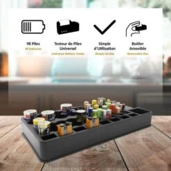 Boîte à Piles - Capacité Rangement 98 Piles - Testeur Intégré -Varta || Makita || OSRAM Soldes 81923332 3