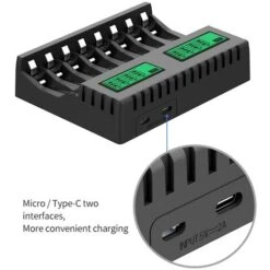 Chargeur De Batterie ÉCran LCD Chargeurs Intelligents Intelligents à 8 Emplacements Pour Piles Rechargeables AA/AAA NiCd NiMh Chargeur AA AAA -Varta || Makita || OSRAM Soldes 96141409 4