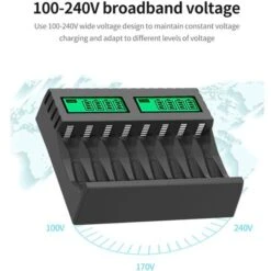 Chargeur De Batterie ÉCran LCD Chargeurs Intelligents Intelligents à 8 Emplacements Pour Piles Rechargeables AA/AAA NiCd NiMh Chargeur AA AAA -Varta || Makita || OSRAM Soldes 96141409 5