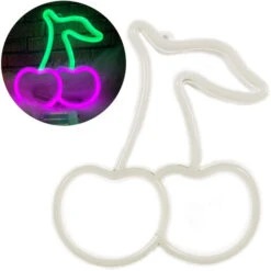 Enseignes Au Néon De Cerise De LED, Décor De Mur Chic, Lampe De Néon De Fruit De Signe De Mur, Décor De Mur De Signes De LED Pour Des Enfants/maison/café/chambre/lumière De Barre -Varta || Makita || OSRAM Soldes 97735387 3