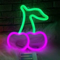 Enseignes Au Néon De Cerise De LED, Décor De Mur Chic, Lampe De Néon De Fruit De Signe De Mur, Décor De Mur De Signes De LED Pour Des Enfants/maison/café/chambre/lumière De Barre -Varta || Makita || OSRAM Soldes 97735387 5